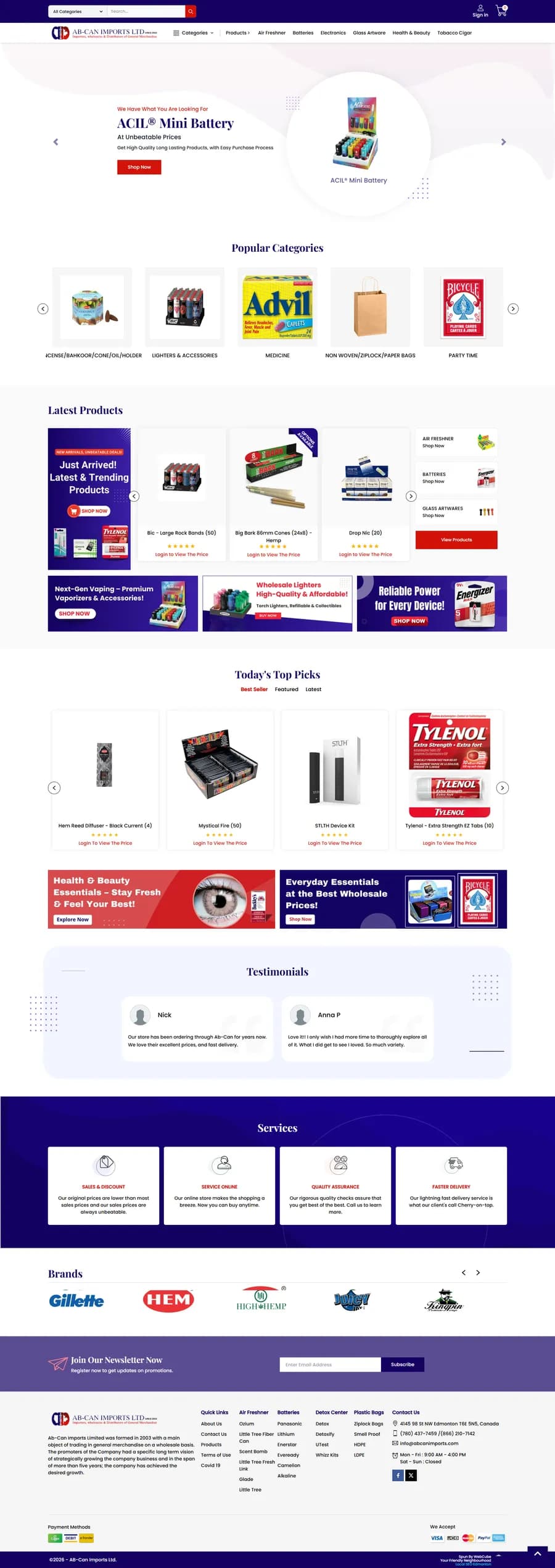 Ab Canimports website