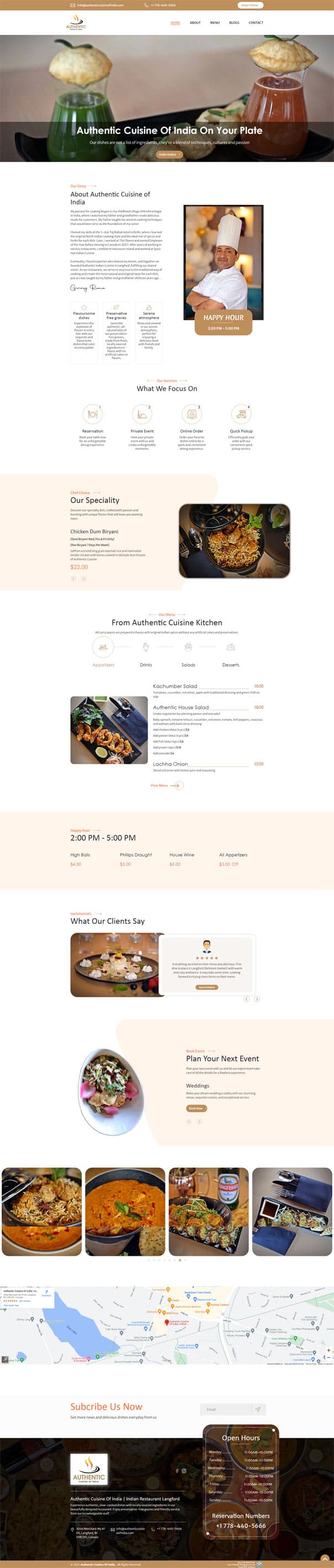 Authentic Cuisine Of India website