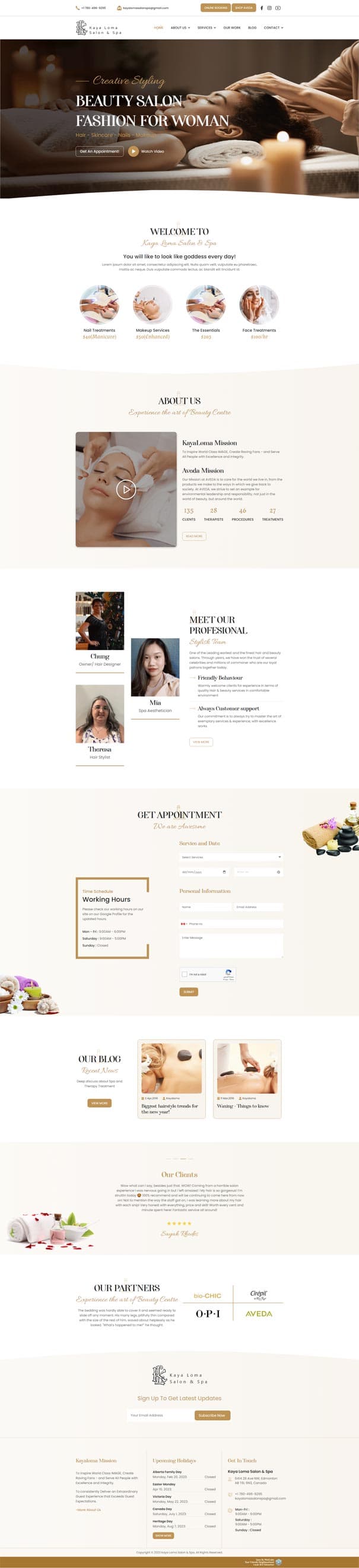Kaya Loma Salon Spa website