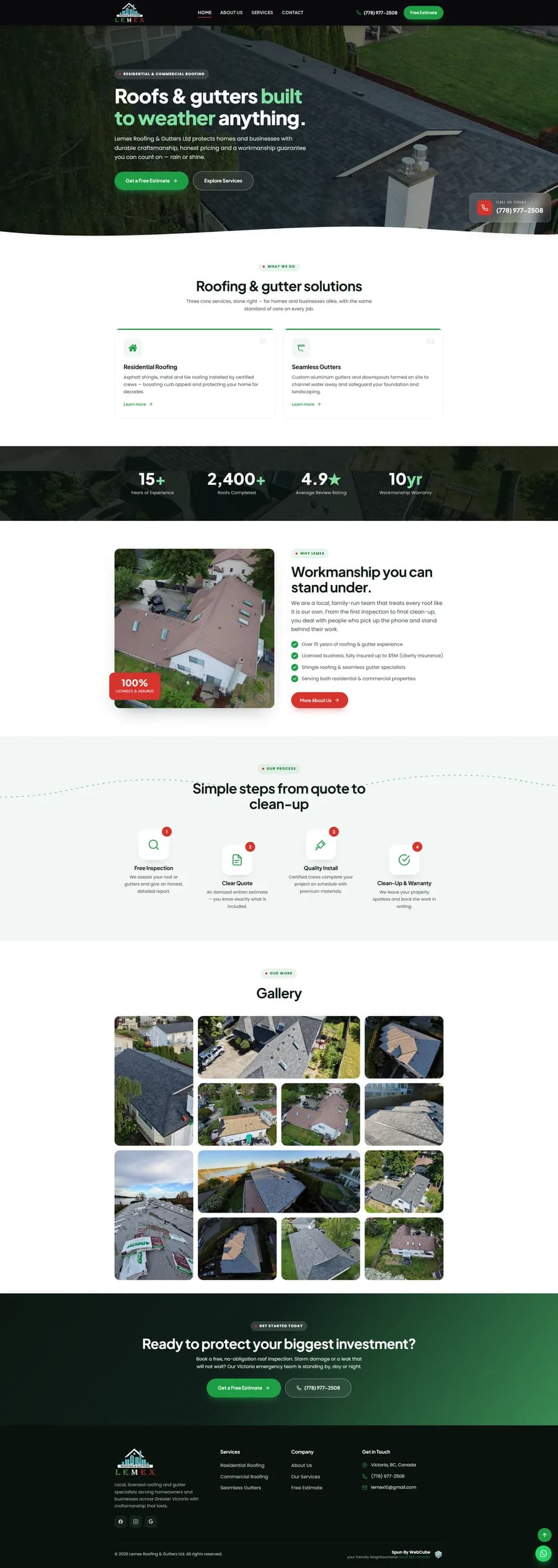 Lemex Roofing website