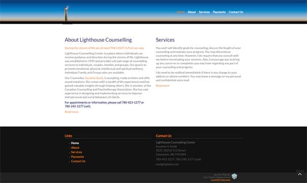 Lighthouse Counselling website