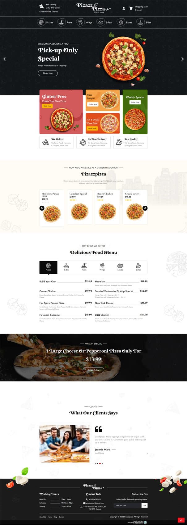 Pizazz pizza website