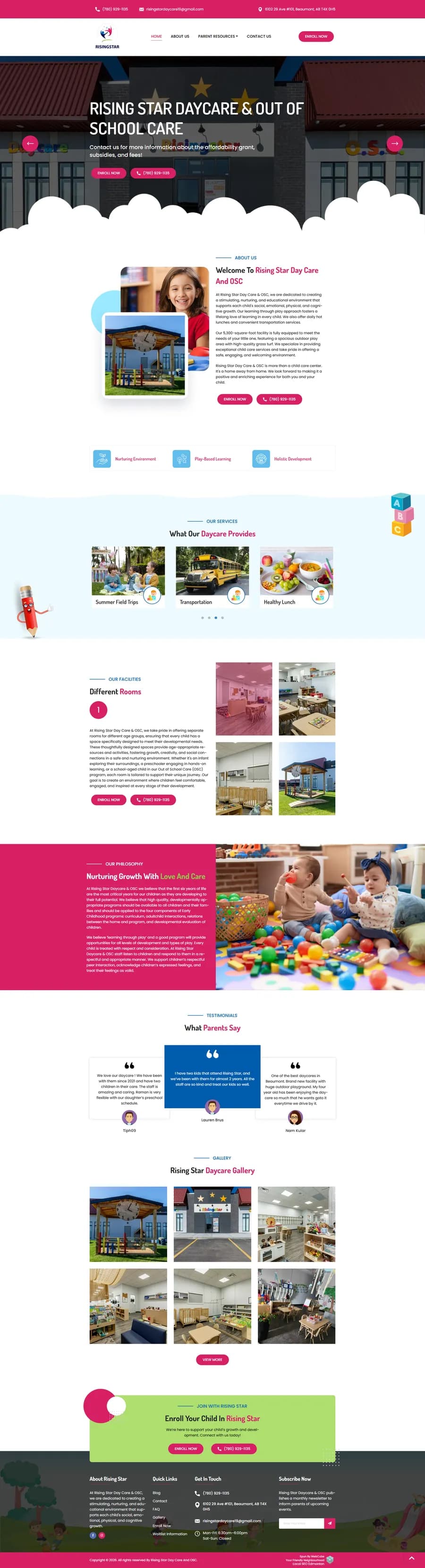 Rising Star Day Care website