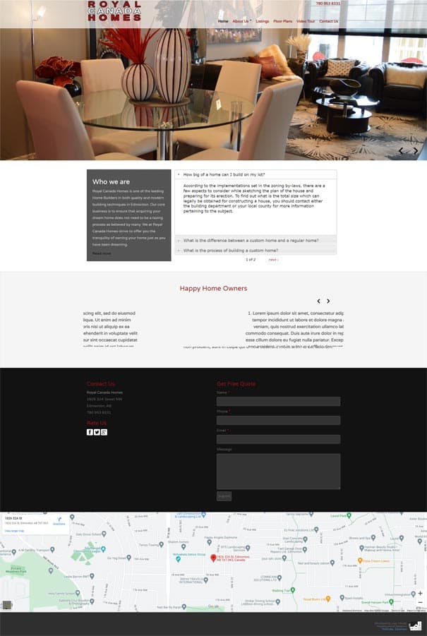 Royal Canada Homes website