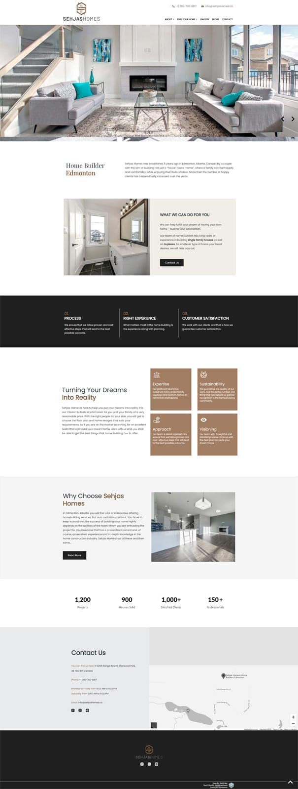 Sehjas Homes website