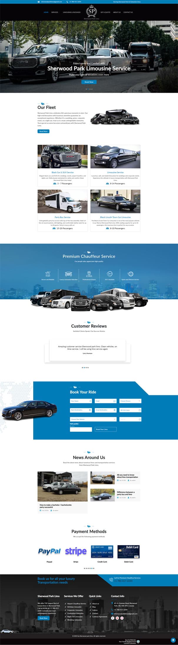 Sherwood Park Limo website