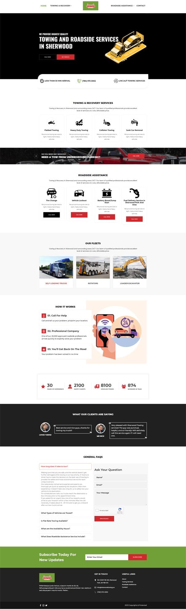 Sherwood Towing website