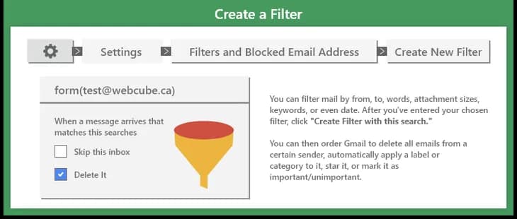 Creating gmail filters
