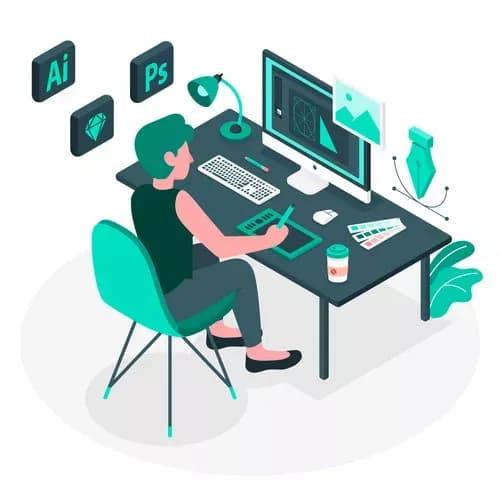 Illustration of brand graphics and colour palettes
