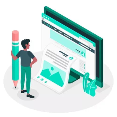 Illustration of content being created for digital channels