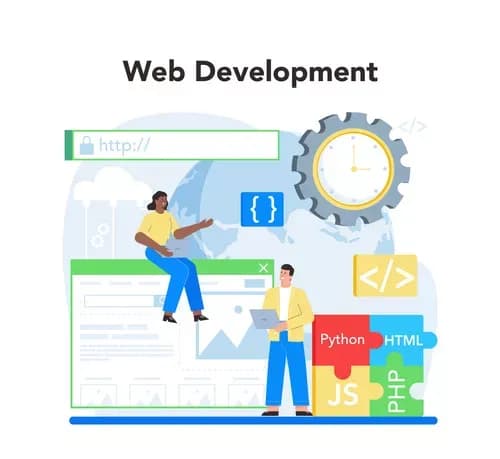 Illustration of a small business website on desktop and mobile